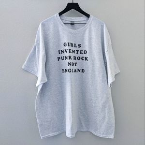 3XL "Girls Invented Punk Rock Not England" Gray T-shirt
